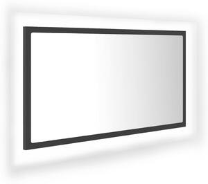 Oglindă de baie cu LED, gri, 80x8,5x37 cm, acril