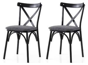Set 2 scaune EKOL 288 V2, gri/negru, stofa clasica/metal, 42x40x81 cm