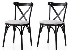 Set 2 scaune EKOL 286 V2, alb/negru, stofa clasica/metal, 42x40x81 cm