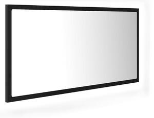 Oglindă de baie cu LED, negru, 90x8,5x37 cm, acril