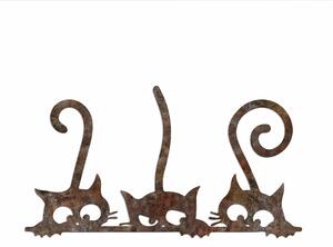 Decoratiune perete RUSTY CATS 1, maro, metal, 60x33 cm