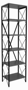 Etajera SUADIYE, gri antracit/negru, PAL melaminat/metal, 50x30x180 cm