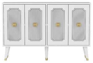 Comoda DERASI, alb/auriu, PAL melaminat, 120x30x80 cm