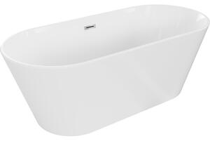 Cadă de baie independentă Mexen Flavia 160 x 75 cm, albă, preaplin cromat, 54031608000