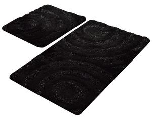 Set 2 covorase baie WAVE, forma dreptunghiulara, acril, negru