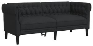 Canapea Chesterfield cu 2 locuri, negru, material textil