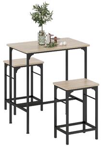 HOMCOM Set Mobilier Bar 3 Piese cu Masă de Bucătărie și 2 Scaune de Bar, Negru și Lemn | Aosom Romania