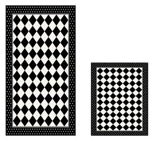 Set 2 covorase baie 510607, forma dreptunghiulara, poliester, negru/al