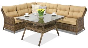 Mobilier terasă din tehnoratan Toledo Comida 5 Angular Garden Point maro