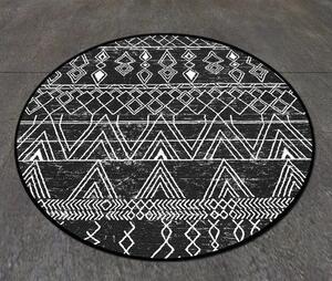Covoras baie 359CHL4692, 80x80 cm, forma rotunda, poliester, negru/alb