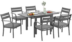 Outsunny Set de Grădină cu Masă Extensibilă și 6 Scaune Stivuibile Gri | Aosom Romania