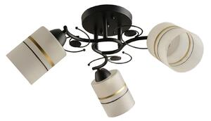 Candelabru Klausen Certis PL3 Essential 52x22 cm, corp iluminat tavan 3xE27, metal negru auriu sticla alba, lustra eleganta living dormitor design