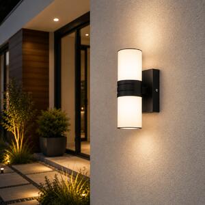 Aplica LED Erste Edon 18W Exterior IP65, Lumina Neutra 4000K, Design Modern Negru Mat, Iluminat Fatada Rezistent la Intemperii, Economica Sigura