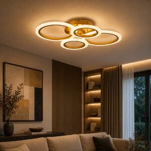 Lustra Erste ORO LED 52W 56cm diametru cu telecomanda, design modern reglabil CCT 3500K-6000K, corp iluminat interior minimalist pentru living