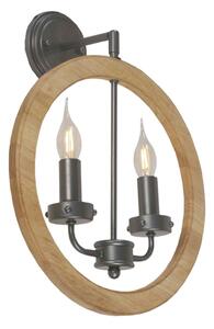 Aplică Klausen Cesena AP2 Lemn Natur Metal Negru 37x14x35 cm 2xE14 9W Corp Iluminat Interior Elegant Clasic Pentru Living Hol Dormitor Ambient Cald