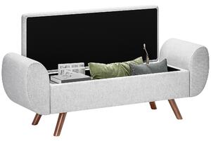 HOMCOM Bancă cu Spațiu de Depozitare cu Cotiere din Țesătură și Lemn 132x42x50 cm Gri | Aosom Romania