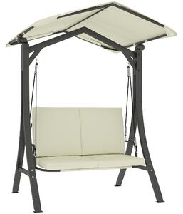 Outsunny Leagăn de Grădină 2 Locuri cu Acoperiș Reglabil 150x120x182cm Crem | Aosom Romania