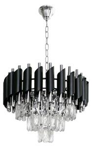 Candelabru cu lanț CRISTAL 5xE14/10W/230V negru/crom mat