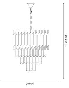 Lustru suspendat pe lanț CRISTAL 5xE14/10W/230V, diametru 38 cm, negru/crom mat