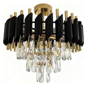 Lustră aplicată CRISTAL 5xE14/10W/230V negru/auriu