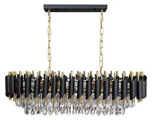 Candelabru suspendat pe lanț CRISTAL 10xE14/10W/230V negru/auriu
