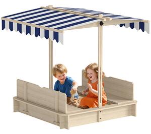 Outsunny Nisipar Lemnos pentru Copii, cu Acoperiș Parasolar, Bancă Integrată și Capac, Design Ergonomic | Aosom Romania