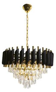 Candelabru suspendat pe lanț CRISTAL 7xE14/10W/230V negru/auriu