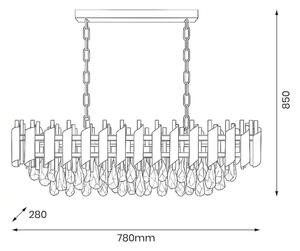 Candelabru suspendat pe lanț CRISTAL 10xE14/10W/230V negru/auriu