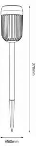 Lampă solară LED FLAME, 1,2 V, 100 mAh, 1800 K, 37 cm, IP44, negru