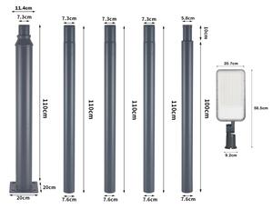 Brilagi-LED URBANLIGHT – Lampă de exterior pe stâlp cu cablu de 5 m, LED 200W/230V, antracit, IP65