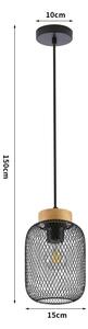 Brilagi - Lustră suspendată pe cablu BASKLITE 1xE27/15W/230V, lemn/negru