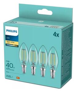 Set de 4 becuri LED Vintage Philips B35 14/4,3W/230V 2700K