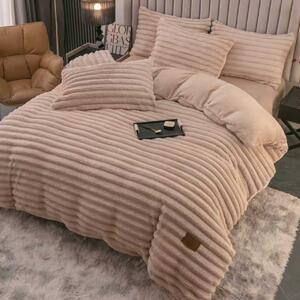 Lenjerie Cocolino uni, 4 piese, bej nisipiu, cearceaf cu elastic 180x200 cm