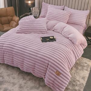 Lenjerie Cocolino uni, 4 piese, roz pudrat, cearceaf cu elastic 180x200 cm
