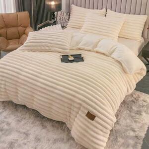 Lenjerie Cocolino uni, 4 piese, crem, cearceaf cu elastic 180x200 cm