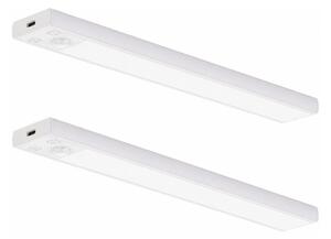 Set 2x lămpi LED reîncărcabile pentru mobilier VIRO, cu senzor, 1,2 W, 800 mAh, 30 cm, CCT, alb