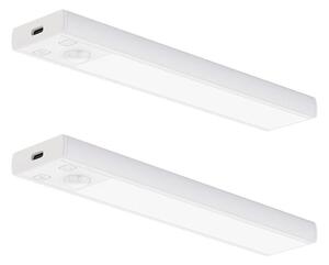 Set de 2 lumini LED reîncărcabile pentru mobilier VIRO, cu senzor, 1 W, 800 mAh, 20 cm, CCT, alb