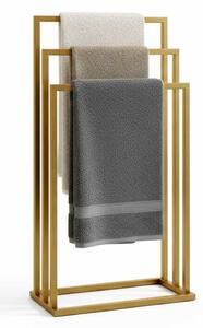 Suport pentru prosoape din metal, auriu mat, cu 3 bare, stabil si elegant