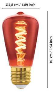 Bec LED reglabil VINTAGE ST48 E27/4W/230V 2000K roșu - Eglo 110199