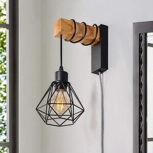 Aplica de perete cu brat de lemn LED – design vintage din lemn