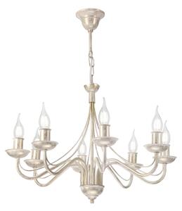 Candelabru suspendat pe lanț ANTON 8xE14/60W/230V, patină albă