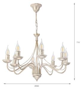 Candelabru suspendat pe lanț ANTON 8xE14/60W/230V, patină albă