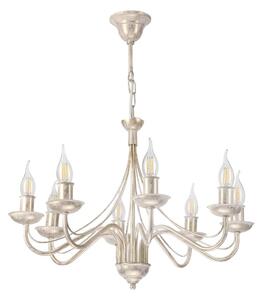 Candelabru suspendat pe lanț ANTON 8xE14/60W/230V, patină albă