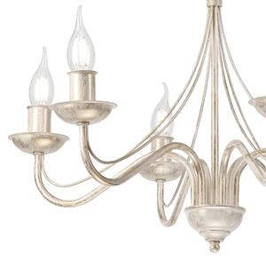 Candelabru suspendat pe lanț ANTON 6xE14/60W/230V, finisaj alb patinat