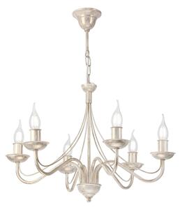Candelabru suspendat pe lanț ANTON 6xE14/60W/230V, finisaj alb patinat