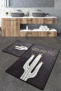 Set 2 covorase baie 359CHL2489, forma dreptunghiulara, poliester, negr