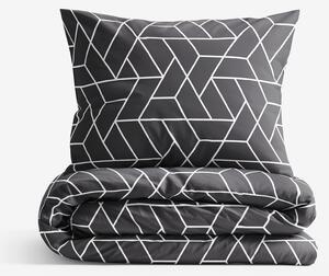 Goldea lenjerie de pat 100% bumbac - mozaic pe fond gri închis 240 x 220 și 2buc 50 x 70 cm