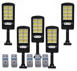 Set 5 Lampi Solare LED COB 160, cu Senzor de Miscare si Telecomanda, Iluminat Exterior, Incarcare Solara