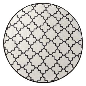 Covoras baie KUPA, 140x140 cm, forma rotunda, poliester, crem/negru