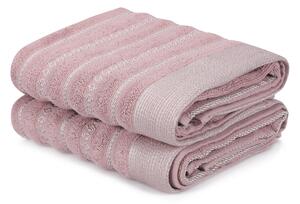 Set 2 prosoape baie BOMBELI, roz, bumbac, 50x90 cm